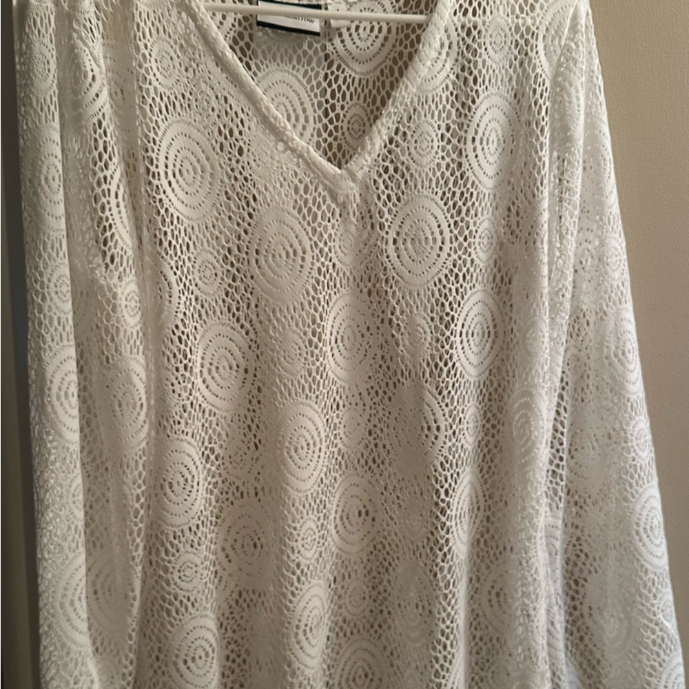 White Lace Long Sleeve Cover Up